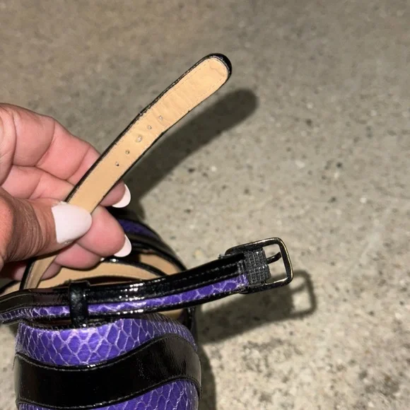 L.A.M.B by Gwen Stefani purple and black snake skin heels 
Great condition! - Picture 16 of 16